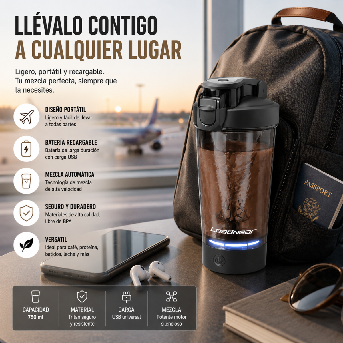 Shaker Eléctrico Premium Recargable